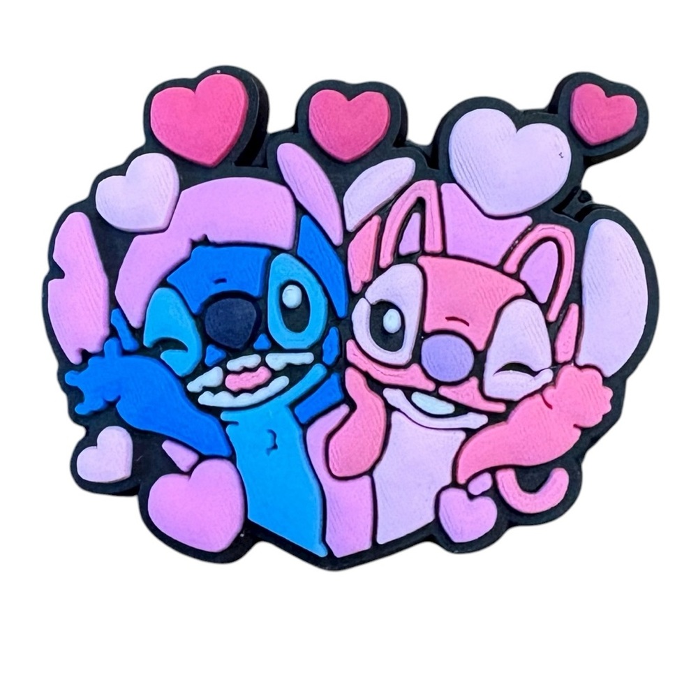 Stitch & Angel Stitch Hearts Croc Charm